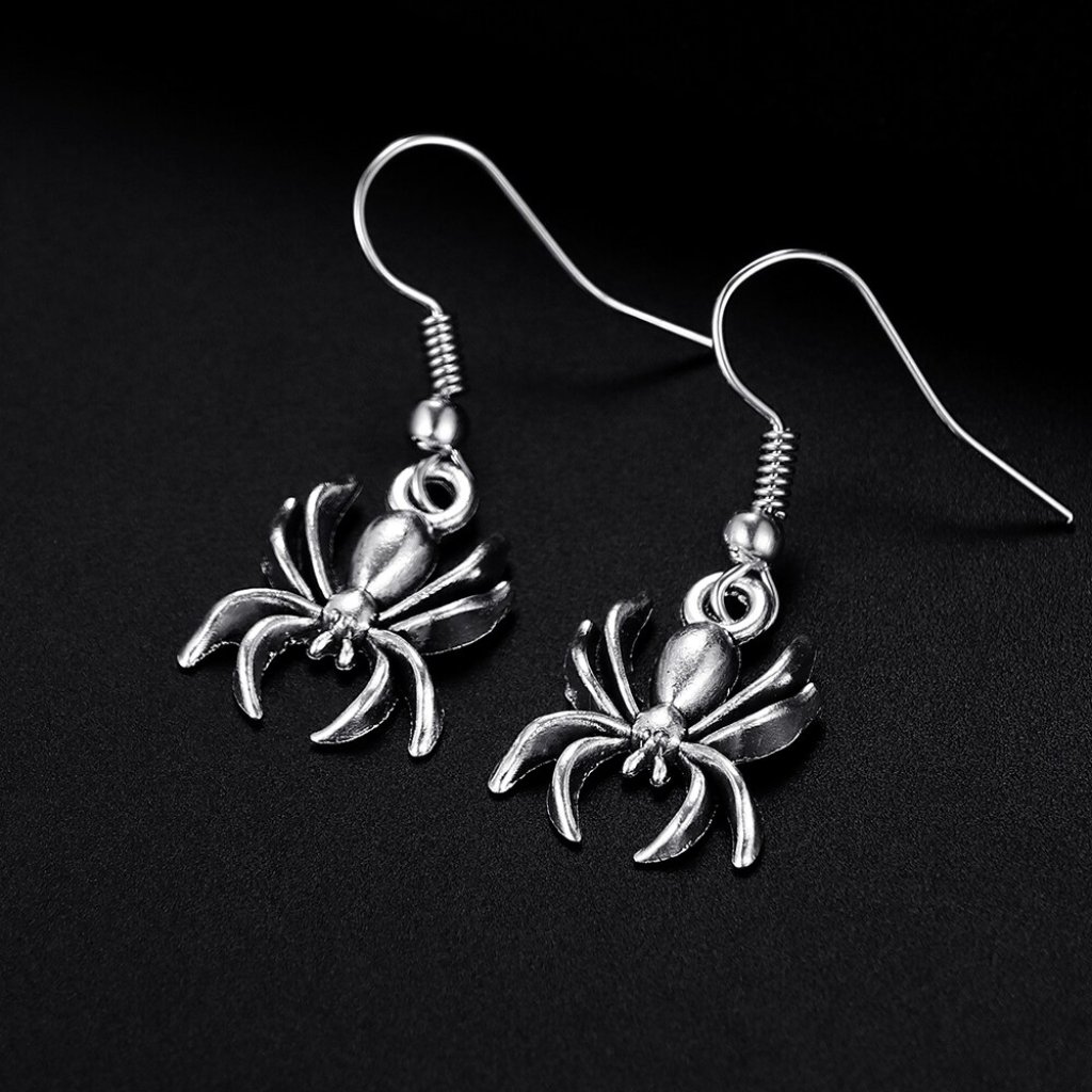 Trendy Vintage Spider Shape Antique Silver Plated Earrings For Woman , K507